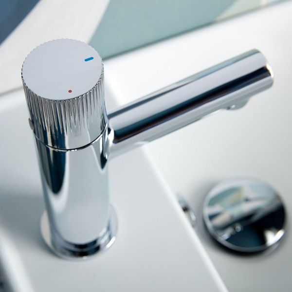 Vado Safari Leverless Chrome Low Pressure Mini Basin Mixer Tap with Universal Basin Waste #2