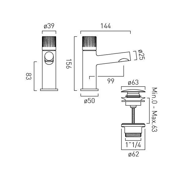 Vado Safari Leverless Chrome Low Pressure Mini Basin Mixer Tap with Universal Basin Waste #4