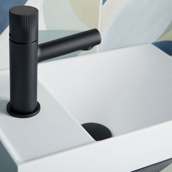 Vado Safari Leverless Matt Black Low Pressure Mini Basin Mixer Tap with Universal Basin Waste #3