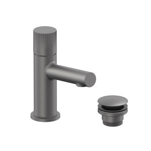 Vado Safari Leverless Pewter Mini Basin Mixer Tap with Universal Basin Waste