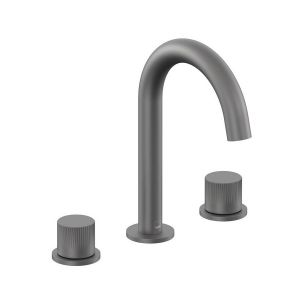 Vado Safari Pewter Deck Mounted 3 Hole Leverless Basin Mixer Tap for Low Pressure Systems