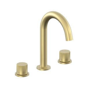 Vado Safari Satin Brass Deck Mounted 3 Hole Leverless Basin Mixer Tap for Low Pressure Systems
