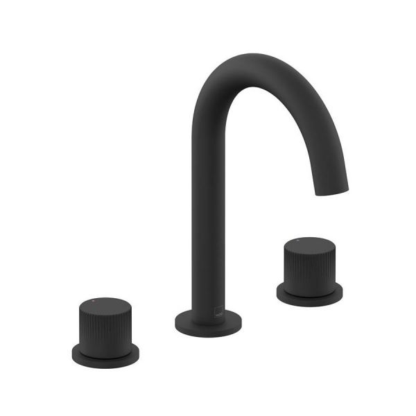 Vado Safari Matt Black Deck Mounted 3 Hole Leverless Basin Mixer Tap