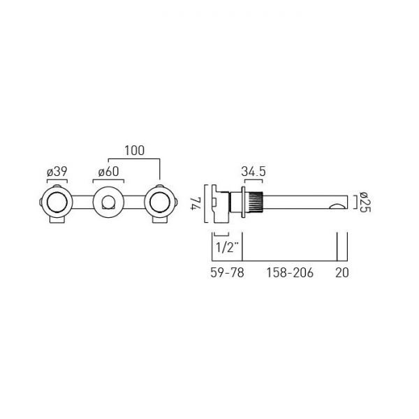 Vado Safari Matt Black 3 Hole Leverless Wall Mounted Basin Mixer Tap for Low Pressure Systems #2