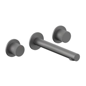 Vado Safari Pewter 3 Hole Leverless Wall Mounted Basin Mixer Tap for Low Pressure Systems