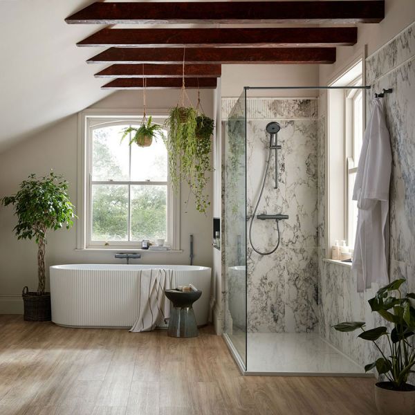 Vado Safari Pewter Leverless Wall Mounted Thermostatic Bath Shower Mixer Tap #2