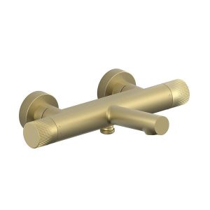 Vado Safari Satin Brass Leverless Wall Mounted Thermostatic Bath Shower Mixer Tap