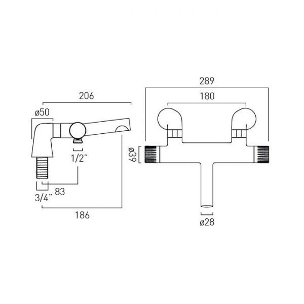 Vado Safari Chrome Leverless Thermostatic Bath Shower Mixer Tap #2