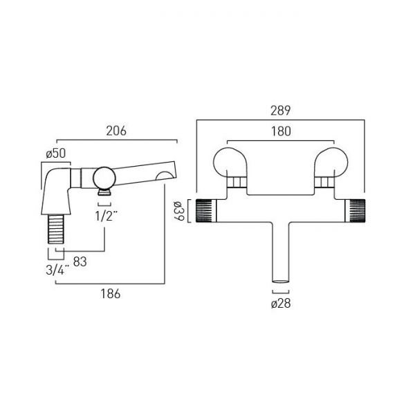 Vado Safari Matt Black Leverless Thermostatic Bath Shower Mixer Tap #2