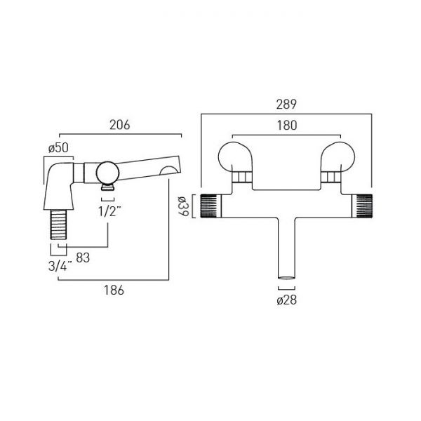 Vado Safari Satin Brass Leverless Thermostatic Bath Shower Mixer Tap #2