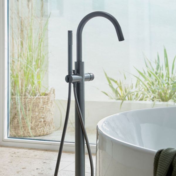Vado Safari Pewter Floor Mounted Leverless Bath Shower Mixer Tap #3