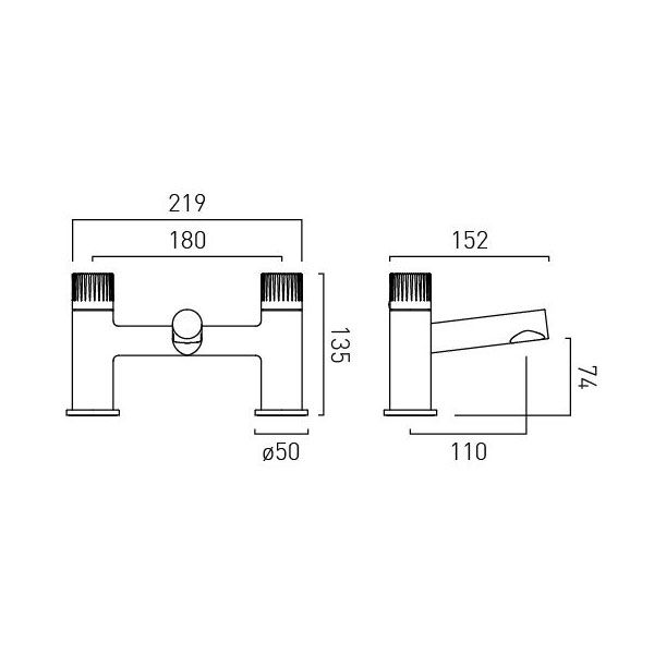 Vado Safari Leverless Pewter Bath Filler Tap #2