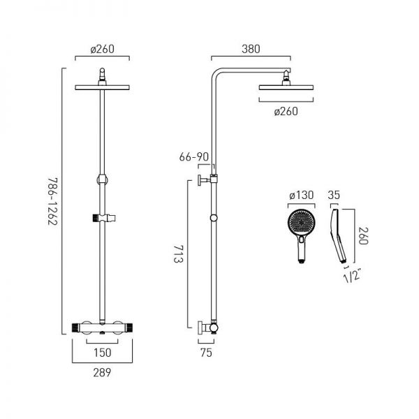 Vado Safari Round Chrome Thermostatic Shower Column #2
