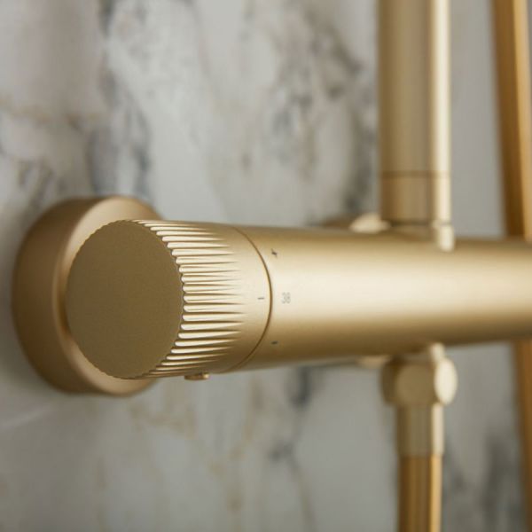 Vado Safari Round Satin Brass Thermostatic Shower Column #2