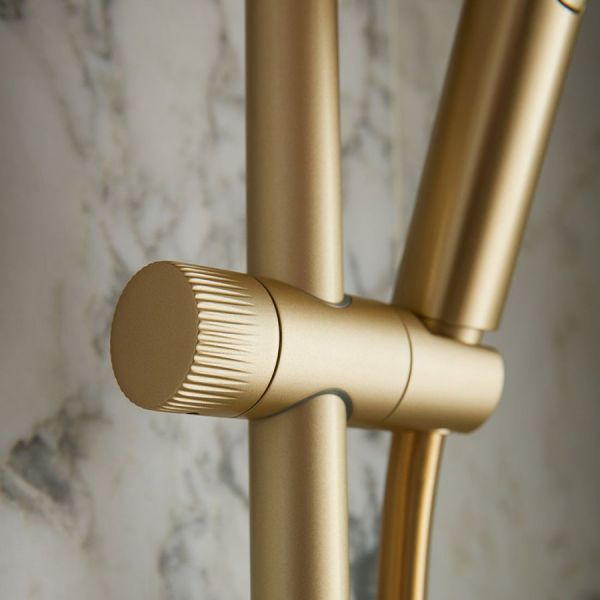 Vado Safari Round Satin Brass Thermostatic Shower Column #3