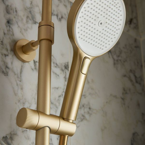 Vado Safari Round Satin Brass Thermostatic Shower Column #4