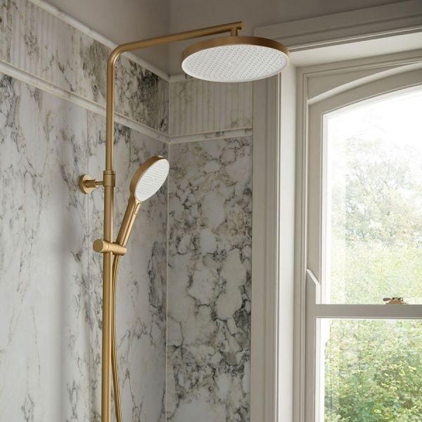 Vado Safari Round Satin Brass Thermostatic Shower Column #5
