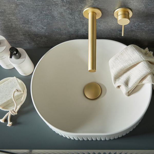 Vado Safari Fluted Arctic White Oval Countertop Basin 430 x 350mm #4