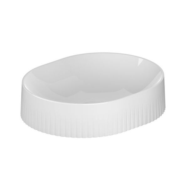 Vado Safari Fluted Gloss White Oval Countertop Basin 430 x 350mm