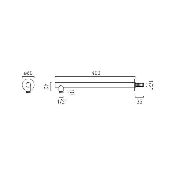 Vado Safari Matt Black 400mm Wall Mounted Arm #4