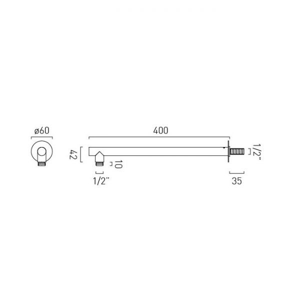 Vado Safari Satin Brass 400mm Wall Mounted Arm #2