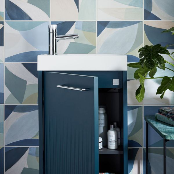 Vado Safari Floor Mounted Atlantic Blue Fluted Vanity Unit 400mm Right Pull #4