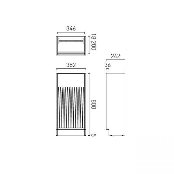 Vado Safari Floor Mounted Charcoal Grey Fluted Vanity Unit 400mm Right Pull #4