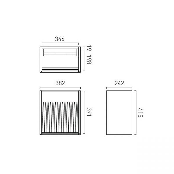Vado Safari Wall Hung Arctic White Fluted Vanity Unit 400mm Right Pull #3