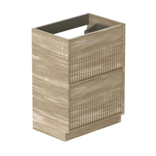 Vado Safari Floor Mounted Natural Oak Fluted Vanity Unit 600mm