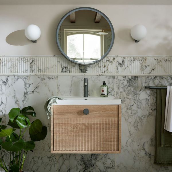 Vado Safari Wall Hung Natural Oak Fluted Vanity Unit 600mm #2