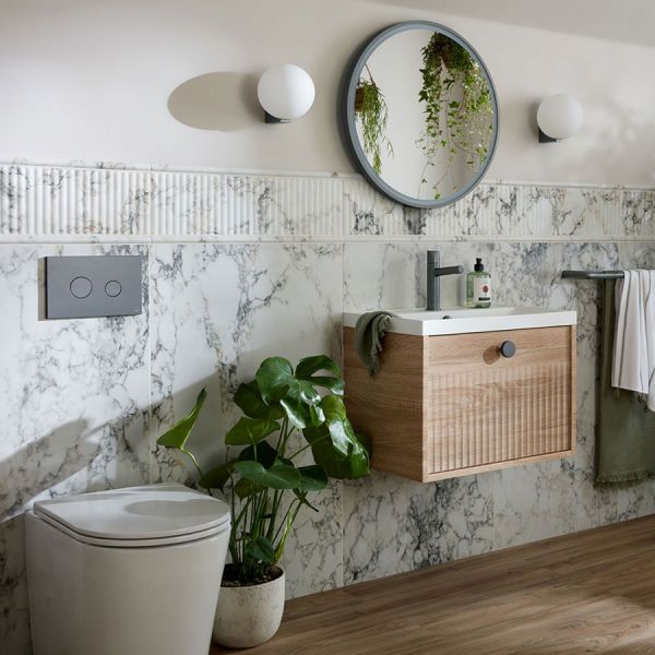 Vado Safari Wall Hung Natural Oak Fluted Vanity Unit 600mm #4