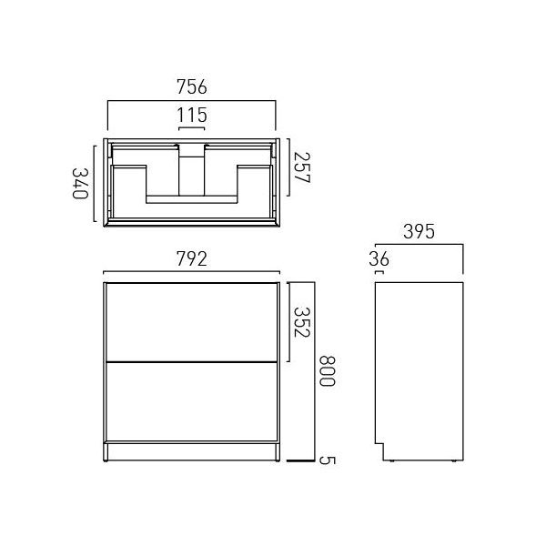 Vado Safari Floor Mounted Arctic White Vanity Unit 800mm #2
