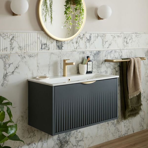 Vado Safari Wall Hung Charcoal Grey Fluted Vanity Unit 800mm #4