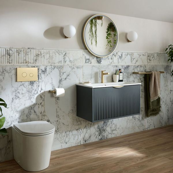 Vado Safari Wall Hung Charcoal Grey Fluted Vanity Unit 800mm #5