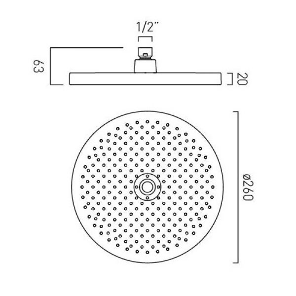 Vado Safari Matt Black 260mm Round Shower Head #2