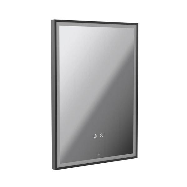Vado Safari Matt Black 500 x 700mm Illuminated Rectangular Bathroom Mirror