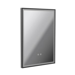 Vado Safari Matt Black 500 x 700mm Illuminated Rectangular Bathroom Mirror