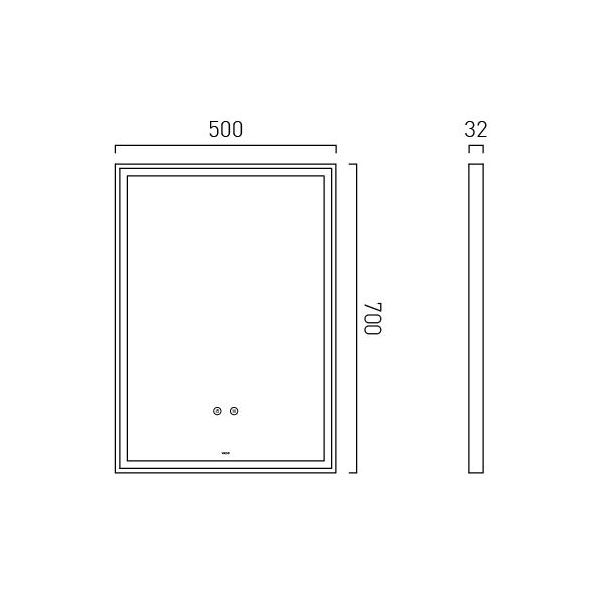 Vado Safari Pewter 500 x 700mm Illuminated Rectangular Bathroom Mirror #2