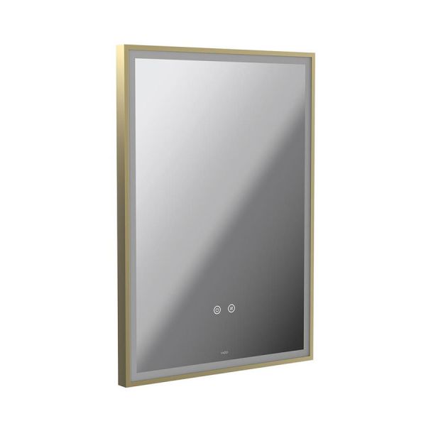 Vado Safari Satin Brass 500 x 700mm Illuminated Rectangular Bathroom Mirror