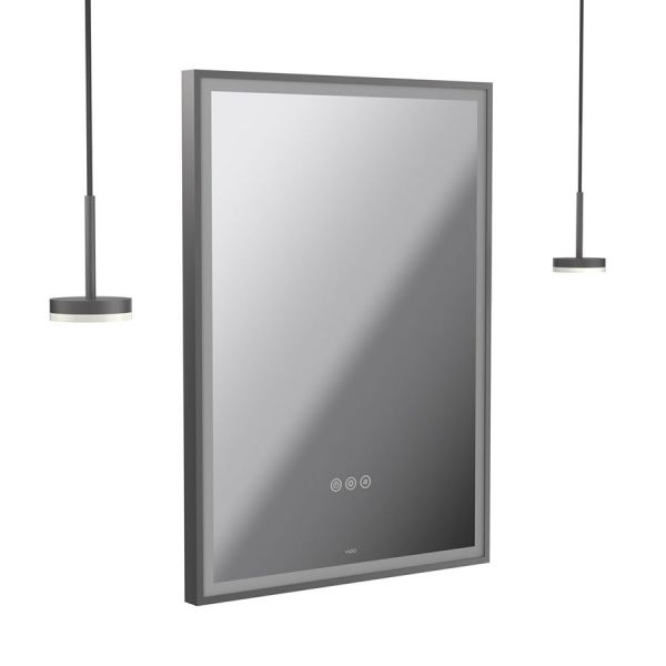 Vado Safari Pewter 500 x 700mm LED Rectangular Bathroom Mirror and Disc Style Pendant Lights Package