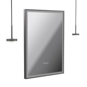 Vado Safari Pewter 500 x 700mm LED Rectangular Bathroom Mirror and Disc Style Pendant Lights Package