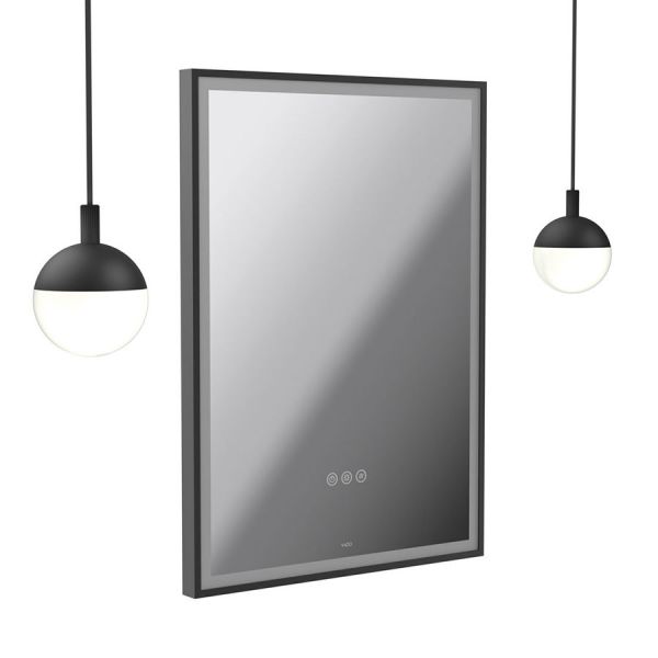 Vado Safari Matt Black 500 x 700mm LED Rectangular Bathroom Mirror and Pendant Lights Package