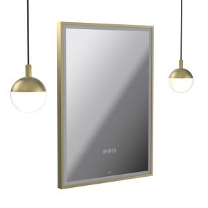 Vado Safari Satin Brass 500 x 700mm LED Rectangular Bathroom Mirror and Pendant Lights Package