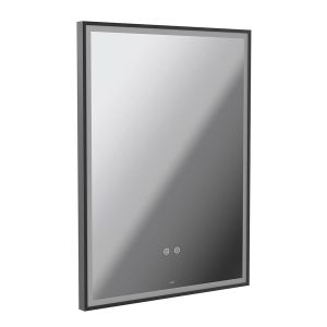 Vado Safari Matt Black 600 x 800mm Illuminated Rectangular Bathroom Mirror