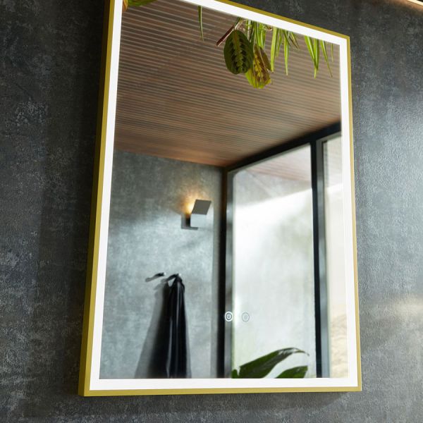 Vado Safari Satin Brass 600 x 800mm Illuminated Rectangular Bathroom Mirror #3