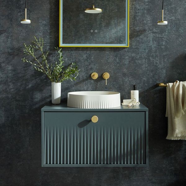 Vado Safari Satin Brass 600 x 800mm LED Rectangular Bathroom Mirror and Disc Style Pendant Lights Package #4