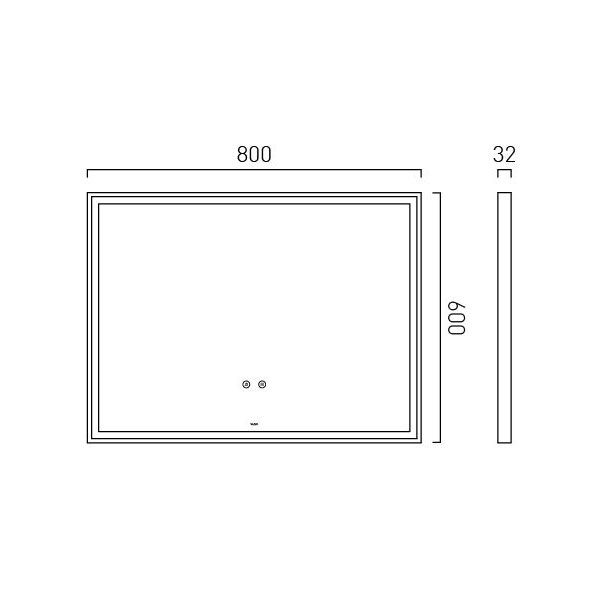 Vado Safari Pewter 800 x 600mm Illuminated Landscape Rectangular Bathroom Mirror #2