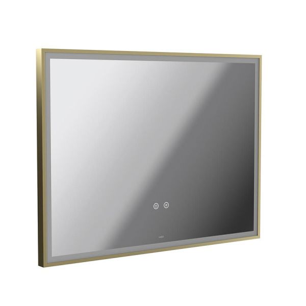 Vado Safari Satin Brass 800 x 600mm Illuminated Landscape Rectangular Bathroom Mirror