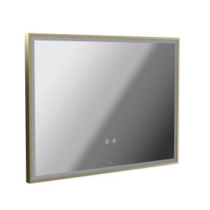 Vado Safari Satin Brass 800 x 600mm Illuminated Landscape Rectangular Bathroom Mirror