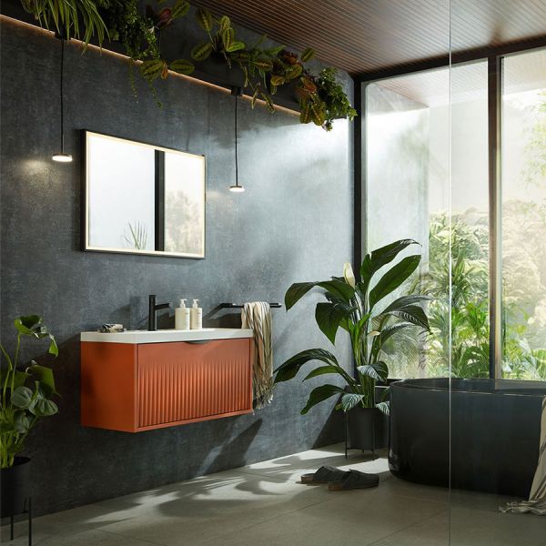 Vado Safari Matt Black 800 x 600mm LED Landscape Rectangular Bathroom Mirror and Disc Style Pendant Lights Package #5